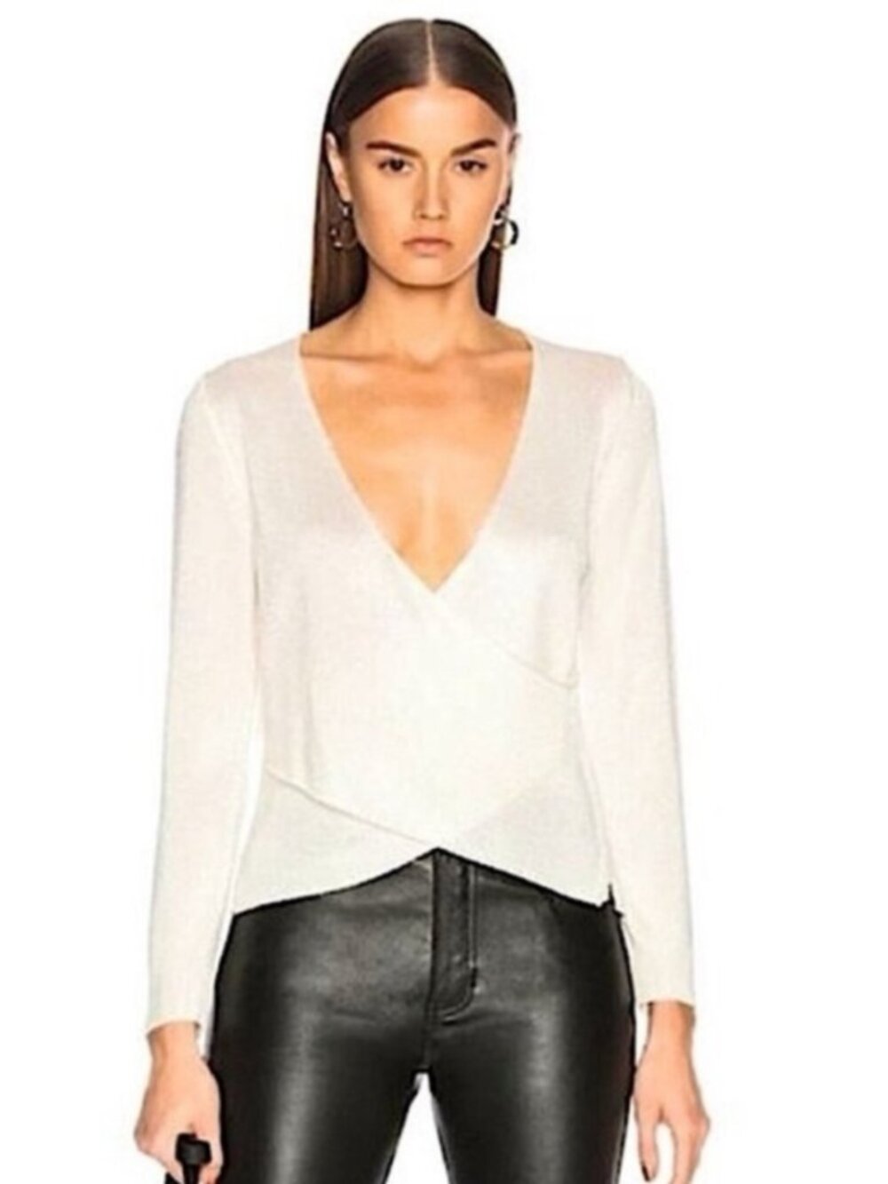 Michelle Mason Metallic Cross Wrap Sweater